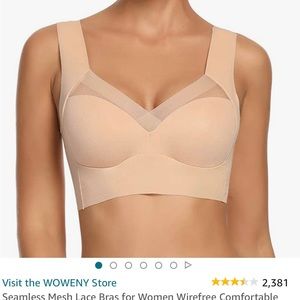 Seamless mesh lace wireless bra